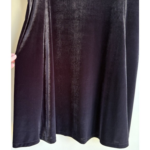 LANDS END Black Velvet Velour Dress Size MP 10-12 Holiday Party Formal Gothic - Picture 10 of 13